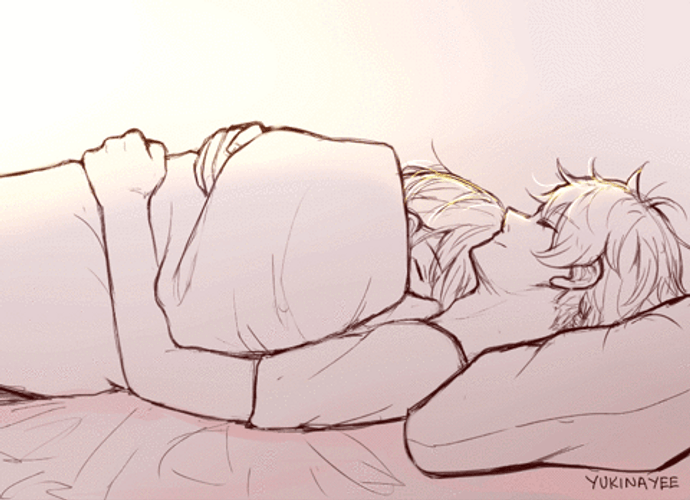 Animated In Love Couple In Bed Cuddling GIF