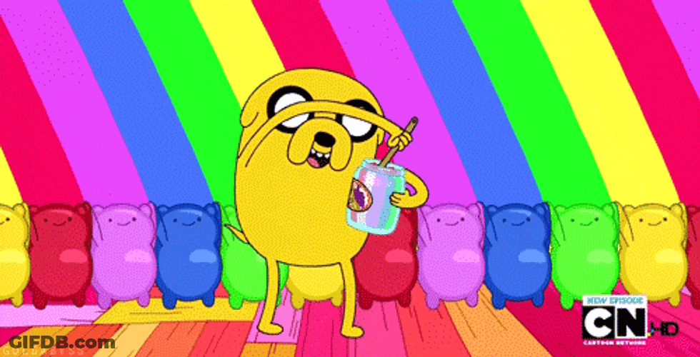 Animated Jake With Rainbow GIF