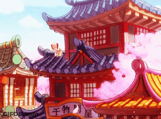 Animated Japan Traditional House Design GIF