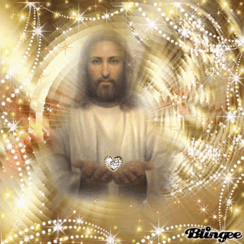 Animated Jesus Holding Sparkling Heart GIF