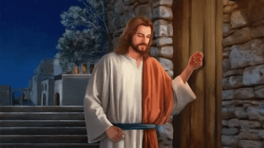 Animated Jesus Knocking On Door GIF