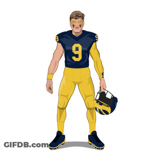 Animated Jj Mccarthy Carrying Helmet GIF