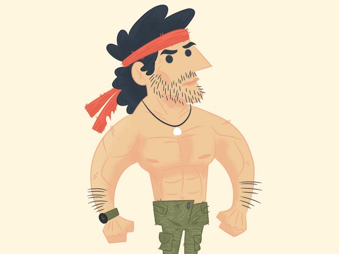 Animated John James Rambo Illustration GIF