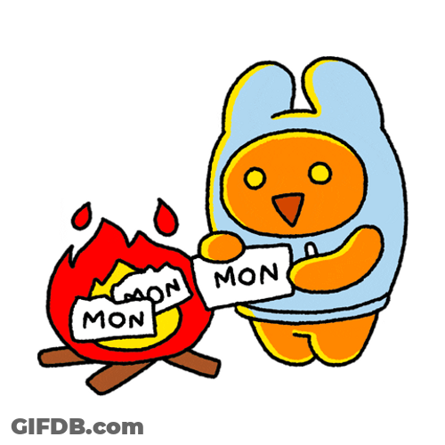 Animated Kawaii Cartoon Burning Monday Notes GIF