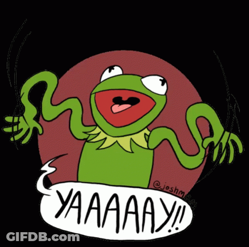 Animated Kermit Yay Meme GIF