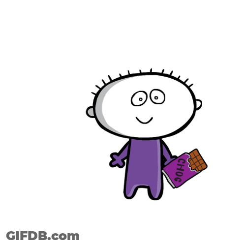 Animated Kid Eating Chocolate Food Coma GIF