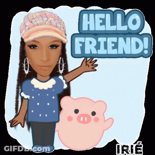 Animated Lady And Pig Hello Hi GIF