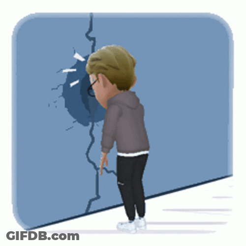 Animated Lady Bangs Head Against Wall GIF