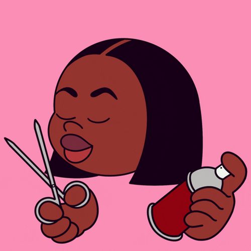 Animated Lady Ready For Haircut GIF