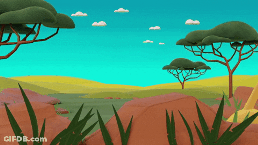 Animated Lions Roaring On The Bushes GIF