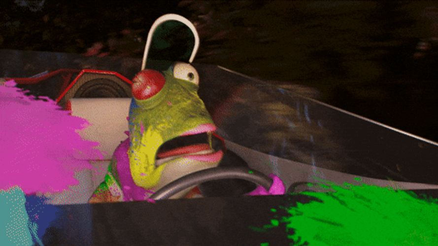 Animated Lizard Swerve Driving GIF
