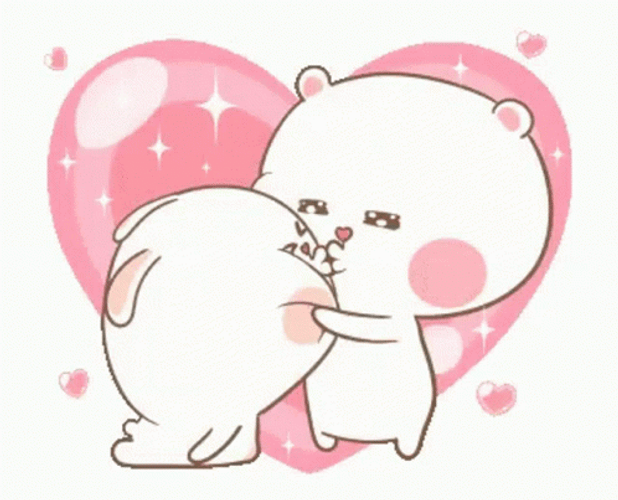 Animated Love Tuagom Puffy Bear & Rabbit GIF