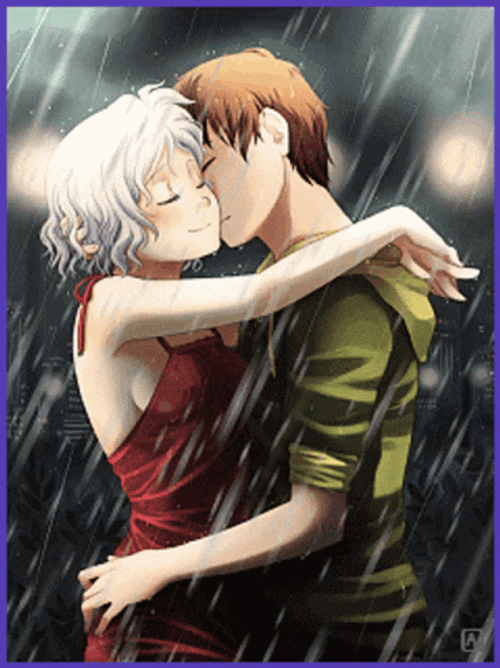 Animated Love Under The Rain GIF