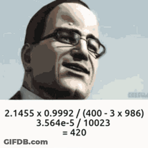 Animated Man Calculating 420 Math Equation GIF