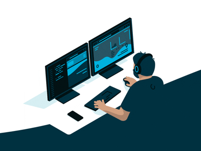 Animated Man Computer Coding GIF
