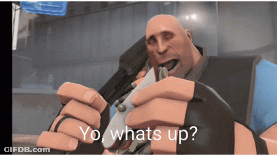 Animated Man Eating Yo Whats Up GIF