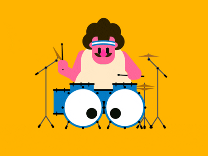 Animated Man Enjoying Rimshot GIF