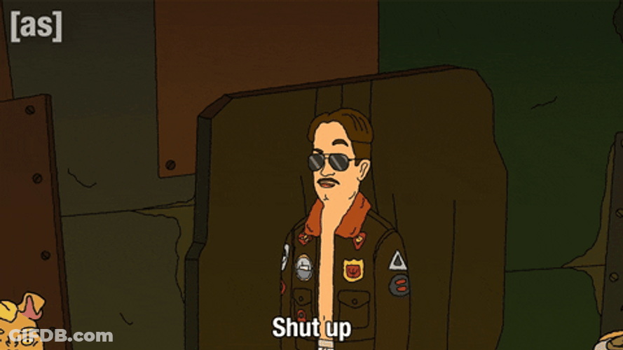 Animated Man Hand Sign Shut Up Baby I Know It GIF