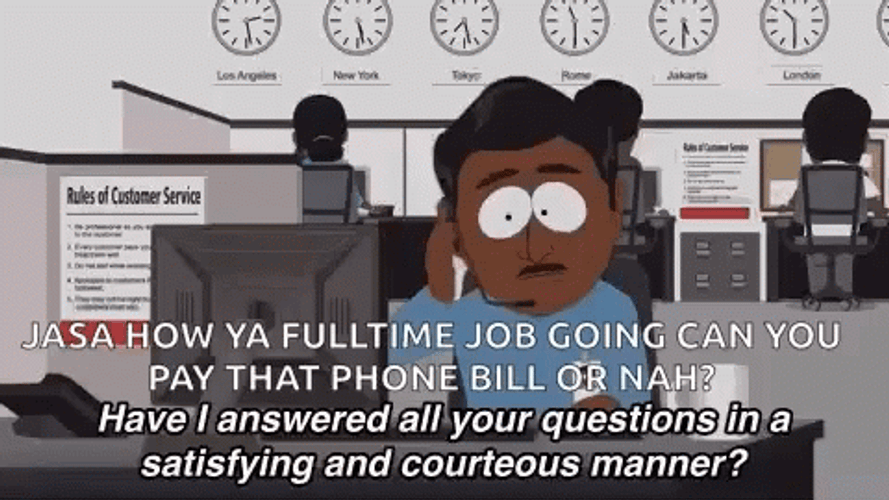 Animated Man In A Call Centre Job GIF