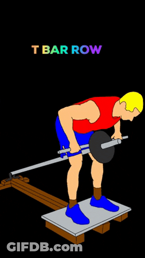 Animated Man Lifting T Bar Row GIF