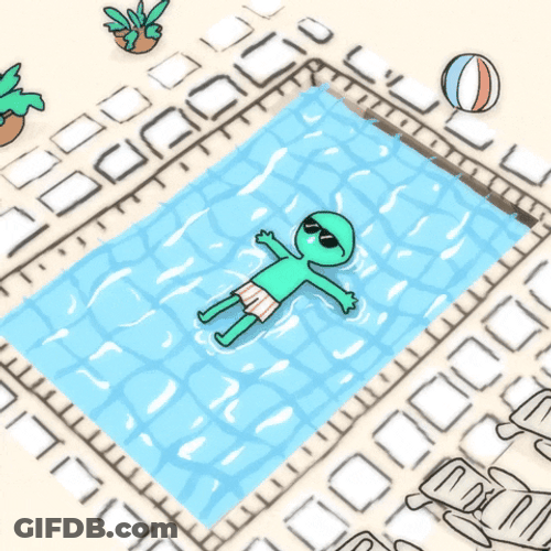 Animated Man Relaxing In The Pool GIF