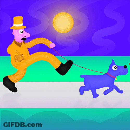 Animated Man Skipping Over Dog Poop GIF