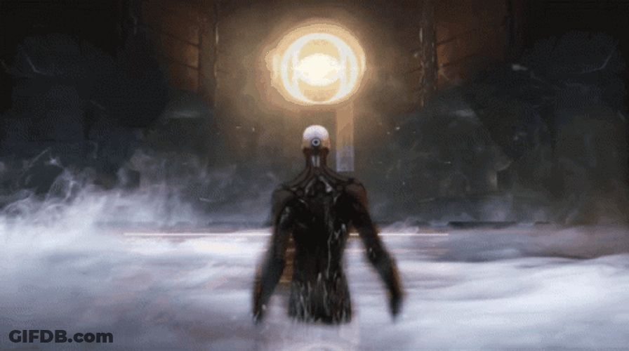 Animated Man Stands In The Mist GIF