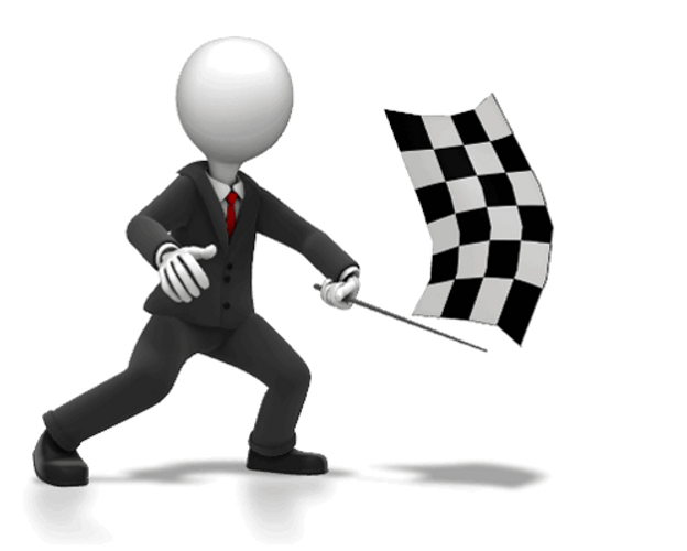 Animated Man Waving Checkered Flag GIF