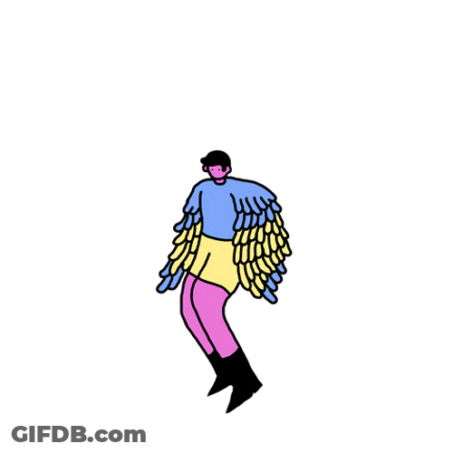 Animated Man With Colorful Wings GIF