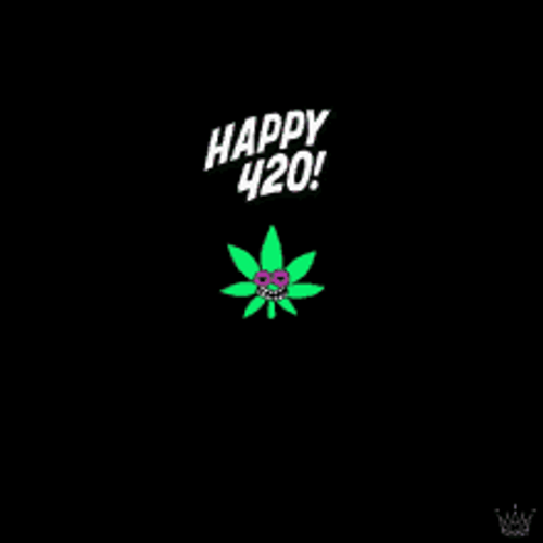 Animated Marijuana Leaf Happy 420 Celebration GIF