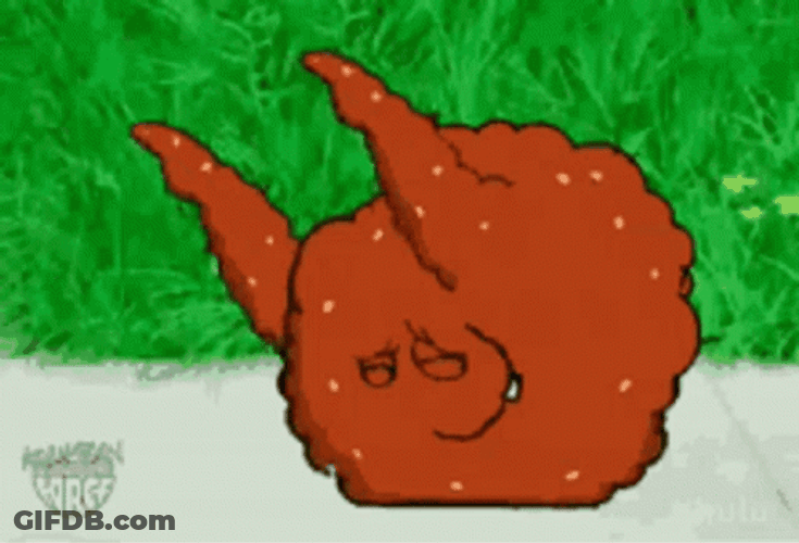 Animated Meatball Raising Both Arms GIF