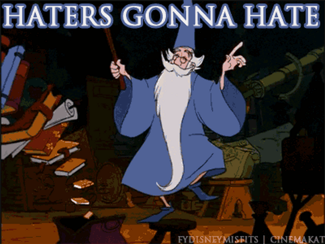 Animated Merlin Hopping Haters GIF