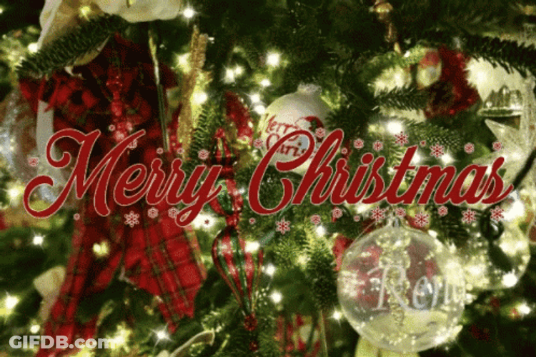 Animated Merry Christmas Glittery Christmas Ball GIF