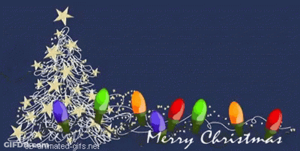 Animated Merry Christmas Marching Lights GIF