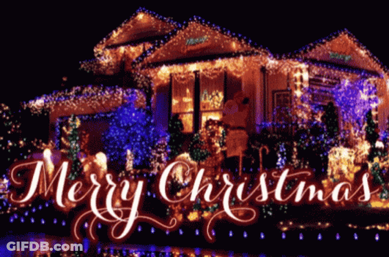 Animated Merry Christmas Outdoor Flickering Lights GIF