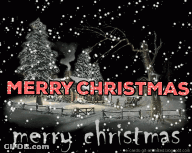 Animated Merry Christmas Winter Night GIF