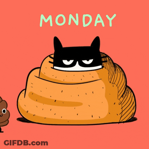 Animated Monday Cozy Grumpy Black Cat GIF