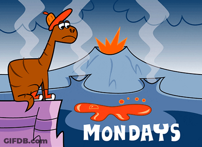 Animated Monday Erupting Volcano Anxious Dinosaur GIF