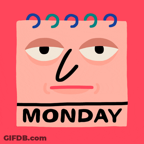 Animated Monday Eye Rolling Calendar Face GIF