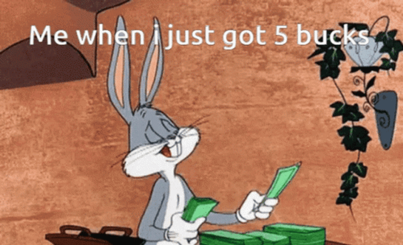 Animated Money Counting Bugs Bunny GIF