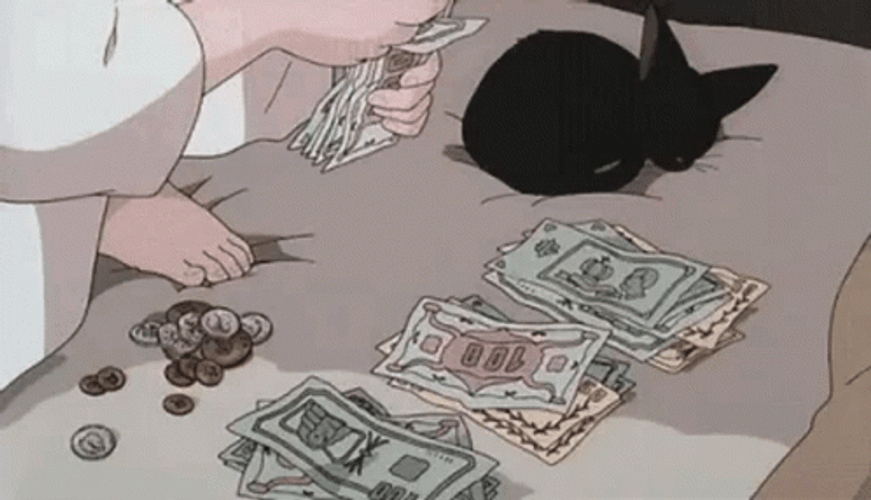 Animated Money Counting Kiki's Delivery Service GIF