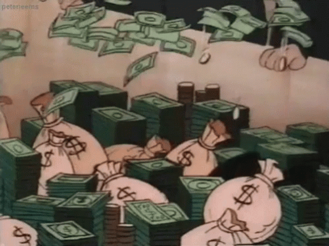 Animated Money Pile Daffy Duck GIF