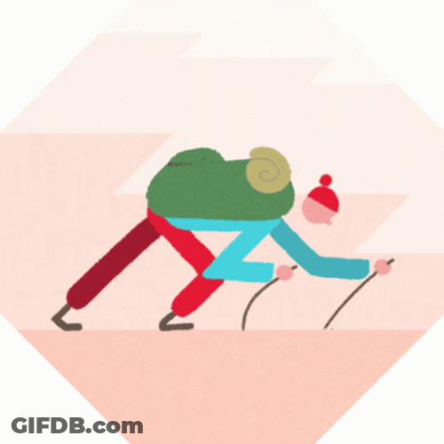 Animated Mountain Climbers On Pink Hue GIF