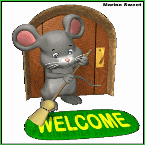 Animated Mouse Cleaning Sweeping The Floor Welcome Meme GIF