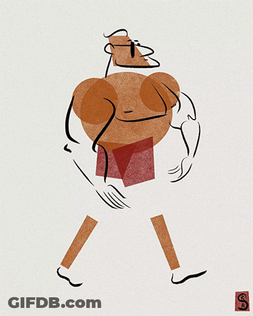Animated Muscular Guy Walking GIF