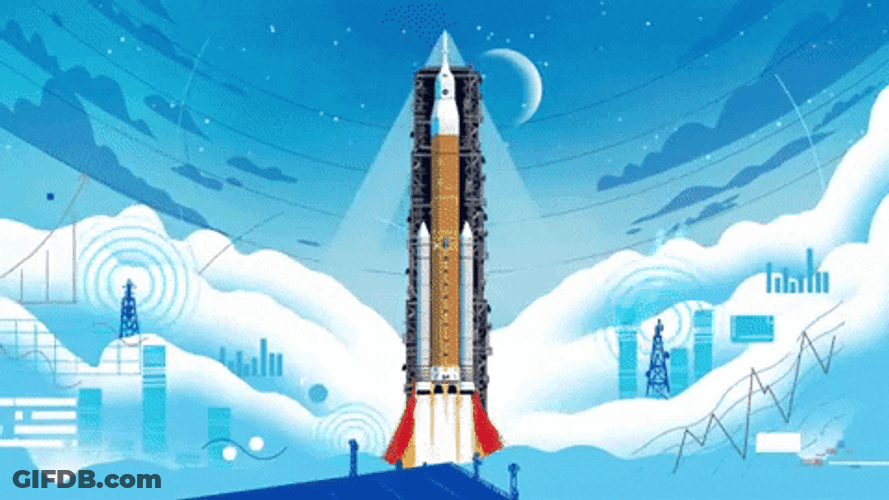 Animated Nasa Rocket Lifting Off GIF