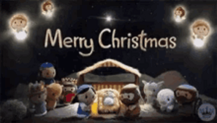 Animated Nativity Of Jesus Merry Christmas Greeting GIF