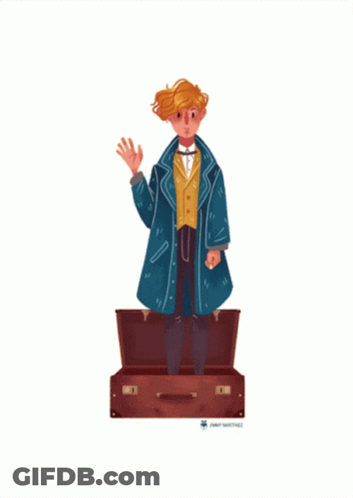 Animated Newt Scamander In Suitcase GIF