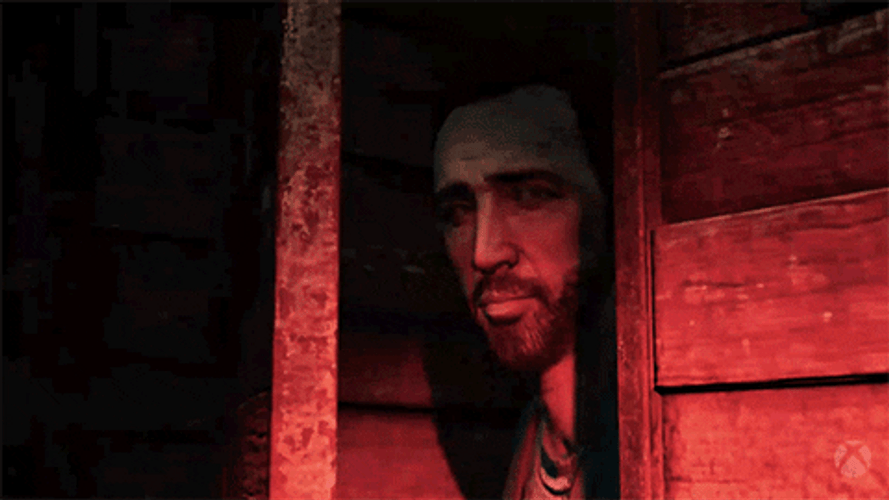 Animated Nic Cage Peeking Loop GIF