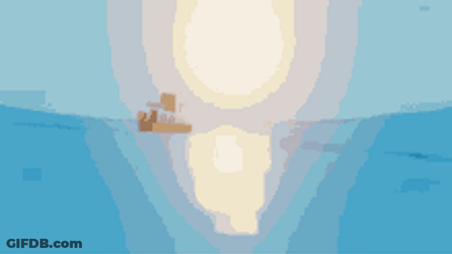 Animated Ocean Water And Sunset GIF
